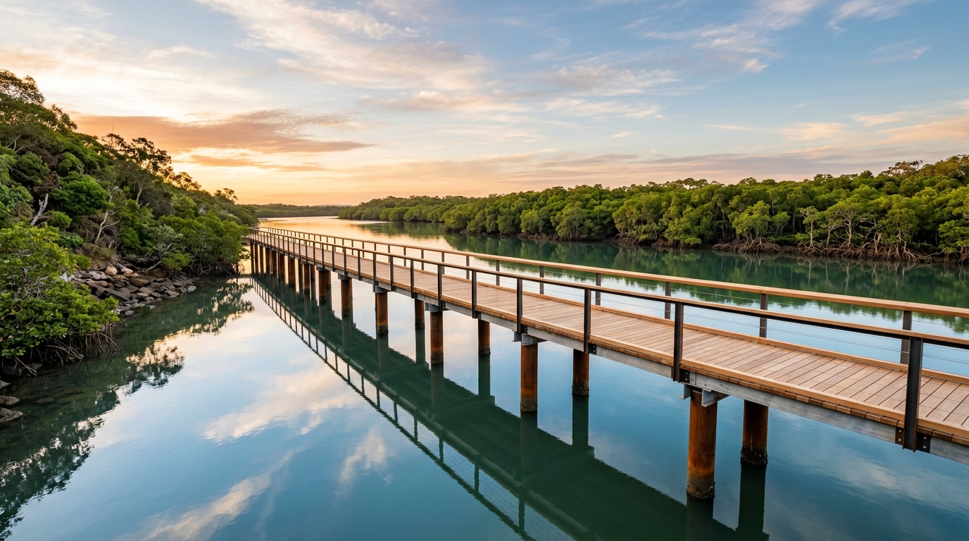 Coastal jetty structure in Queensland waterway