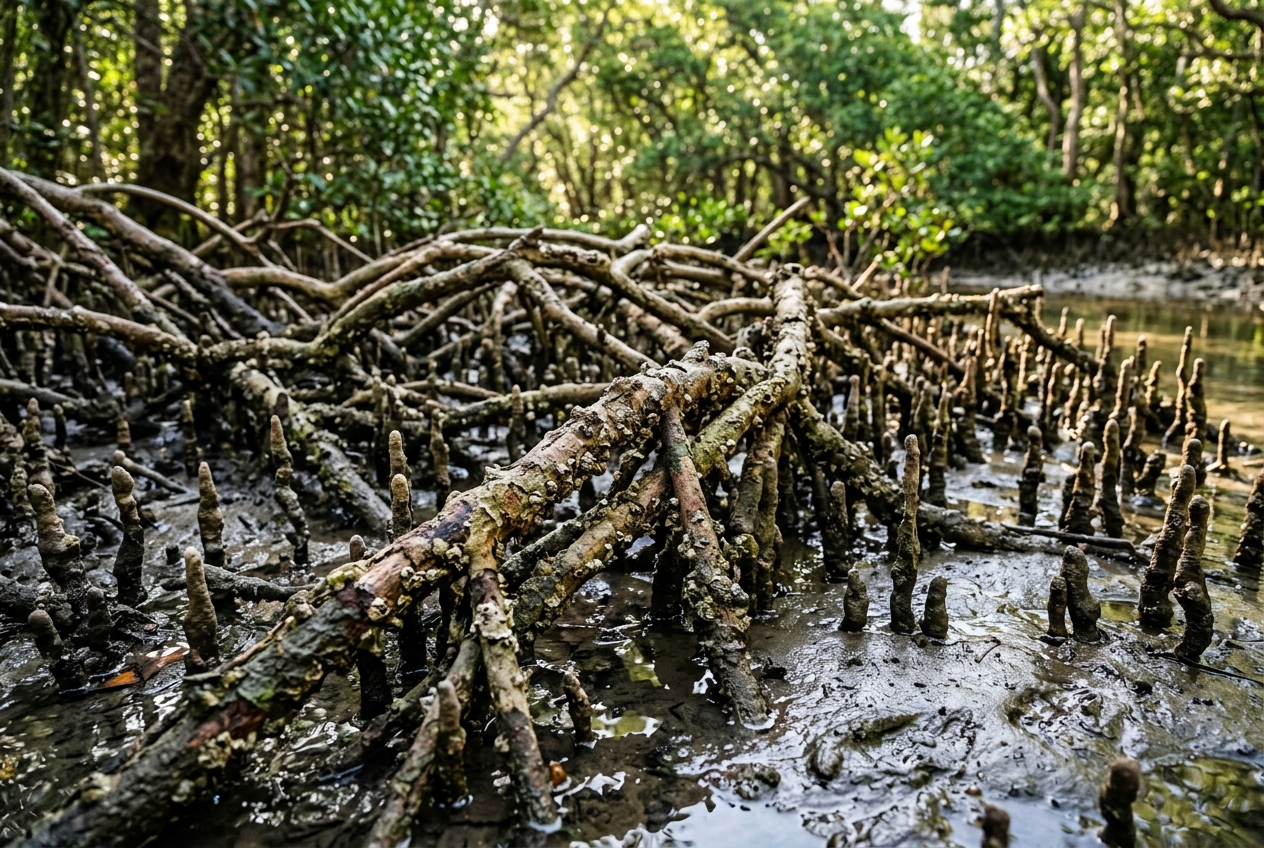 Mangrove root system in Queensland coastal habitat